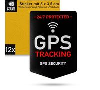 Your day mate Juego de 12 pegatinas con texto 'GPS Tracking', 5 x 3,5 cm, autoadhesivas, para exteriores, para interior y exterior, protección antirrobo, pegatinas de aviso GPS con alarma
