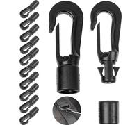 Your Day Mate Mosquetones de plástico, 12 unidades, en negro, para correas de Ø 2-3 mm de grosor, ganchos de plástico para bricolaje para cuerda de goma, correa, cordón