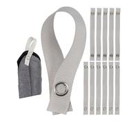 Your Day Mate Perchas sin costura para textiles, paquete de 12, lazos de 150 x 12 mm, en gris, con cierre a presión, lengüetas de suspensión para paño de cocina, toalla de mano, trapo, tela