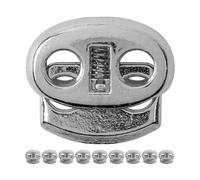 Your Day Mate Tapón de cordón, 2 agujeros, 10 piezas, de metal, en plata, para cordones de hasta Ø 4 mm, pinza de cinta chaqueta, ropa, mochila, tapón de cordón de goma, cordones de cierre rápido