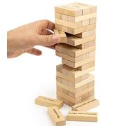 Your Day Mate Torre de juego de beber, con 54 bloques de madera impresos, versión alemana, tamaño grande, con 18 x 3 actividades, juego de precalentamiento, juego de fiesta, juego para beber