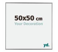 Your Decoration - Marco de fotos 50x50 cm - Plateado Brillante - Marco de fotos de plástico con cristal de plástico antirreflejo - Marco 50x50 cm - Evry