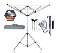 your GEAR Siena Caravan - Tendedero de aluminio con 4 brazos con soporte de rueda de apoyo, soporte, casquillo de suelo