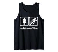 Your Girlfriend vs. My Girlfriend Funny Running Design Camiseta sin Mangas