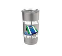 Your Hole Is My Goal Funny Cool Cornhole Game Graphic Design Vaso térmico de acero inoxidable de doble pared