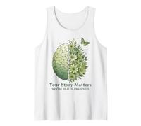 Your Story Matters Conciencia sobre la Salud Mental Cerebro Floral Camiseta sin Mangas