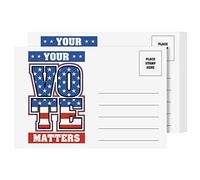 Your Vote Matters - Tarjetas postales patrióticas en blanco para campaña electoral de Estados Unidos 2020 | Se pueden enviar por correo, no necesitan sobres, el lado abatible está en blanco, tamaño 4