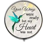 Your Wings were Ready but My Heart was not in Memory, Loss of Loved one - Caja de píldoras de fotos artísticas, caja de píldoras de cristal, caja de dulces