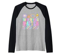 Your Words Matter, Retro, Amable, Inspirador, Floral Camiseta Manga Raglan