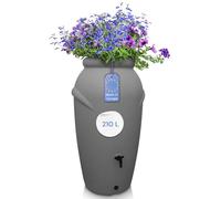 YourCasa - Barril de agua de lluvia, 210 litros, de plástico, resistente a las heladas, con grifo, para jardín, agua de lluvia, color gris