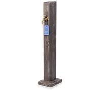 YourCasa Columna de agua Forest para jardín, aspecto de madera, con grifo, 100 cm, para fuente, exterior, resistente a la intemperie, a las heladas, resistente a los rayos UV
