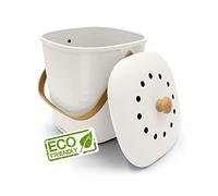 YourCasa cubo basura pequeño 4L - cubo basura organica con filtro de carbón activado - cubo organico cocina con tapa - compostador cocina - cubo basura organica pequeño basura organica cocina (Blanco)