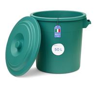 YourCasa Cubo de basura 50L - Cubo con tapa y cierre - Cubo con asas de transporte para jardín - Recipiente para alimentación o barril de lluvia pequeño - Cubo de agua o de residuos - Cubo universal
