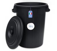 YourCasa Cubo de basura de 70 l, con tapa con cierre, con asas de transporte para jardín, contenedor de comida o de lluvia, pequeño cubo de basura universal