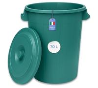 YourCasa Cubo de basura de 70 l, con tapa con cierre, con asas de transporte para jardín, contenedor de comida o de lluvia pequeño, cubo de agua, cubo de basura, pequeño cubo universal (verde, 70