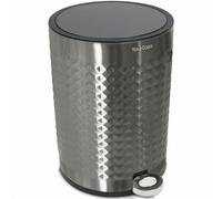 YourCasa Cubo de basura para baño de 5 l de acero inoxidable, efecto pirámide, para baño y salón, con tapa y cierre suave, cubo de basura pequeño, cubo de basura cosmético (plata)