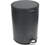 YourCasa Cubo de basura para baño de 5 l de acero inoxidable [efecto pirámide] para baño y salón, cubo cosmético con tapa y cierre suave, cubo de basura pequeño para baño, cubo de basura cosmética