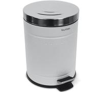 YourCasa® Cubo de basura para baño de 5 L, diseño retro, color crema y blanco, con tapa de cierre suave y cubo interior, pequeño para baño, inodoro, de acero inoxidable
