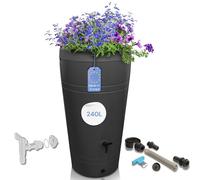 YourCasa Deposito Agua 230 litros [diseño Decore] Barril de Lluvia Resistente a Las heladas de plástico - bidon Agua de Lluvia con Grifo - depósito de Agua para jardín (Antracita)