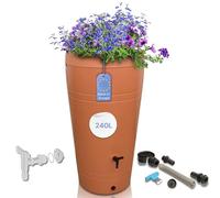 YourCasa Deposito Agua 230 litros [Diseño Decore] Barril de Lluvia Resistente a Las heladas de plástico - bidon Agua de Lluvia con Grifo - depósito de Agua para jardín (Terracotta)