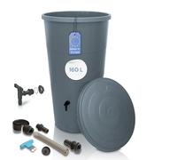 YourCasa Deposito Agua de 160litros [Incluido el colector de Lluvia] Barril de Lluvia con conexión de Tubo de Bajada Set - bidon Agua de Lluvia con Grifo - depósito de Agua (Gris)…