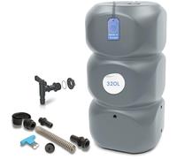 YourCasa Tanque de lluvia de 320 litros [Aquablock] incluye conector para bajante, grifo y tapa, barril de agua de forma cuadrada, a prueba de heladas, depósito de agua de lluvia, para jardín (gris)