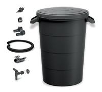 YourCasa Tanque de lluvia de 80 litros [incluye kit de conexión y taladro] barril de lluvia de plástico resistente a la intemperie con grifo - depósito de agua de lluvia para jardín (antracita, 80 L)