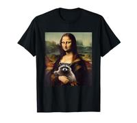 You're Art Gallery Clothes Mona Lisa con Un mapache Camiseta Negra Manga Larga Talla S Unisex
