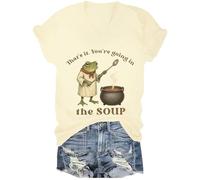 You're Going in The Soup Camisa That's it You're Going in The Soup Camisa con cuello en V para mujer, Amarillo cremoso, XS
