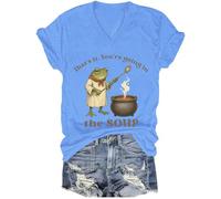 You're Going in The Soup Camisa That's it You're Going in The Soup Camisa con cuello en V para mujer, Azul (carolina blue), XS