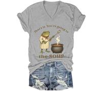 You're Going in The Soup Camisa That's it You're Going in The Soup Camisa con cuello en V para mujer, gris, S