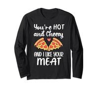 You'Re Hot and Cheesy & I Like Your Meat Pizza Funny Couples Manga Larga