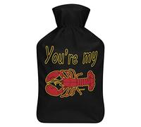 You're My Lobster Botella de agua de goma con cubierta de felpa suave, bolsa de agua caliente para invierno, manos y pies, protección contra el frío, 1000 ml