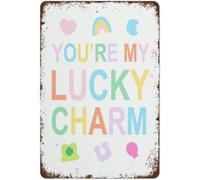 Youre My Lucky Charm Irish Luck Vintage Metal Tin Sign St Patricks Day Pastel Wall Decor for Home Kitchen 8 X 12 inch