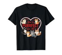You'Re Purrfect for Me Cute Cats Valentine Camiseta gráfica económica, Hombre, Negro, L
