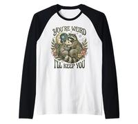 Youre Weird Ill Keep You Raccoon Possum Tarot Valentines Day Camiseta Manga Raglan