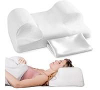 YourFacePillow - Ergonomic Cervical Memory Foam Pillow for Back Sleeping - Neck & Shoulder Support - Best Sleep Alignment - Large with Satin Case