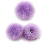 YOURPAI Bola de pompón, 3 Piezas 10 cm DIY Bola de pompón Peluda Colorida con botón de presión para Sombrero, Zapatos, Bufanda, Taro, púrpura