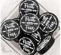YourSchoiceVi Faith Over Fear - Cuentas focales de silicona, cuentas de silicona Faith Over Fear, cuentas negras, cuentas de silicona, cuentas sueltas de silicona, manualidades, proyecto de bricolaje