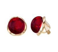 Yoursfs Pendientes grandes de clip de rubí rojo para mujer, redondos, no perforados, delicados y elegantes, joyería para dama de honor