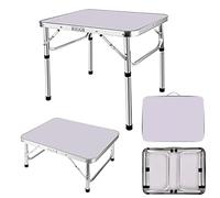YouseaHome Mesa auxiliar pequeña plegable para TV con 2 alturas ajustables, mesa auxiliar plegable, aluminio ligero para exteriores e interiores, fácil de instalar, 2 x 1.5 x 1/2 pies, color blanco
