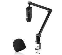 Youshares Blue Yeti - Soporte de micrófono con filtro pop, brazo de micrófono de alta calidad, brazo de brazo resistente con gestión de cables, adaptador de 3/8 a 5/8 pulgadas