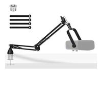 YOUSHARES Brazo de micrófono de perfil bajo - Brazo de micrófono compatible con Blue Yeti Fifine AM8 K688 QuadCast SoloCast AT2020, brazo de micrófono ajustable de perfil bajo para podcast Streaming