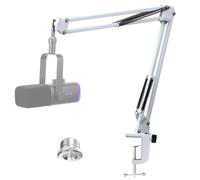 YOUSHARES Brazo Micrófono Blanco para Fifine AM8 - Soporte de Micrófono Compatible con el Micrófono Fifine AM8, Soporte Brazo de Micrófono Blanco de Tijera Ajustable Profesional