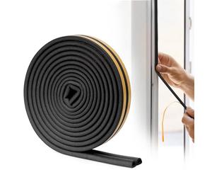 YOUSHARES Burlete Autoadhesivo para Puertas y Ventanas, Burletes para Puerta de 6M/20 Pies, Tira de Sellado para Puertas Aislamiento, Térmico y Acústico, Resistente al Agua (Negro)
