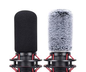 YOUSHARES Cubierta de Micrófono de Espuma y Cortaviento Peludo de Micrófono Compatible con HyperX QuadCast S USB Mic, Filtro Anti-Pop de 2PC