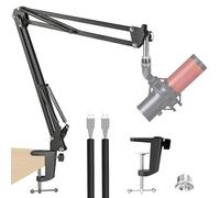 YOUSHARES HyperX QuadCast 2/2 S Soporte de Micrófono: Brazo de Micrófono Profesional con Clip para Cable, con Micrófonos QuadCast S y SoloCast, para Transmisión en Vivo, Podcasting