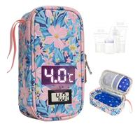 YOUSHARES Nevera Leche Materna Portatil con Indicador de Temperatura, Bolsas Leche Materna Congelar con 2 Paquetes de Hielo, Capacidad para 4 a 6 Bolsas Leche Materna para Viajes (Flores Coloridas)