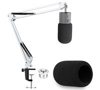 YOUSHARES Seiren X Boom Arm con filtro pop, soporte de micrófono con cubierta de espuma para parabrisas compatible con micrófono Razer Seiren X Streaming (blanco)
