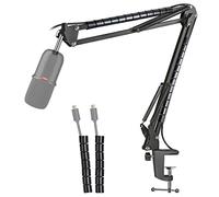 YOUSHARES Soporte de brazo para micrófono HyperX SoloCast - Brazo de brazo de tijera ajustable profesional con funda para cable compatible con micrófono HyperX SoloCast